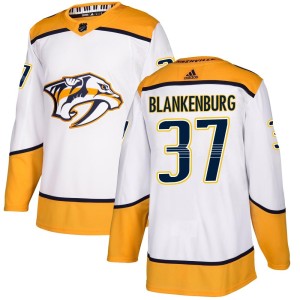 Nashville Predators Nick Blankenburg Official White Adidas Authentic Adult Away NHL Hockey Jersey