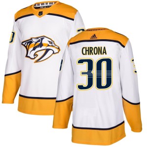 Nashville Predators Magnus Chrona Official White Adidas Authentic Adult Away NHL Hockey Jersey