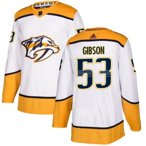 Nashville Predators Andrew Gibson Official White Adidas Authentic Adult Away NHL Hockey Jersey