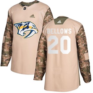 Nashville Predators Kieffer Bellows Official Camo Adidas Authentic Youth Veterans Day Practice NHL Hockey Jersey