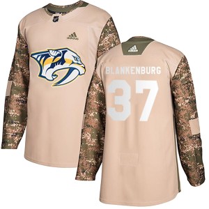 Nashville Predators Nick Blankenburg Official Camo Adidas Authentic Youth Veterans Day Practice NHL Hockey Jersey