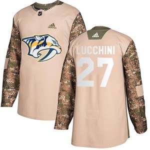 Nashville Predators Jacob Lucchini Official Camo Adidas Authentic Youth Veterans Day Practice NHL Hockey Jersey