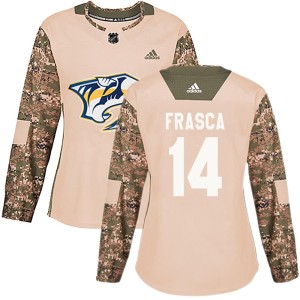 Nashville Predators Jordan Frasca Official Camo Adidas Authentic Women's Veterans Day Practice NHL Hockey Jersey