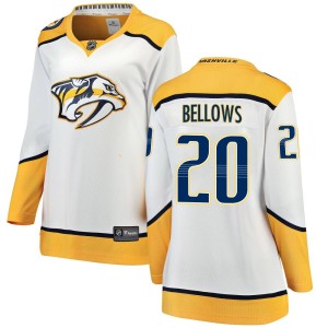 Nashville Predators Kieffer Bellows Official White Fanatics Branded Breakaway Women's Away NHL Hockey Jersey