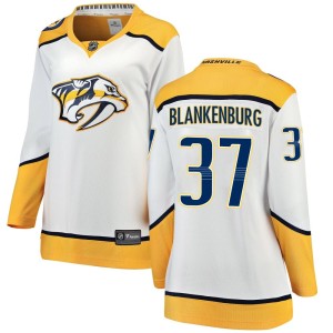 Nashville Predators Nick Blankenburg Official White Fanatics Branded Breakaway Women's Away NHL Hockey Jersey