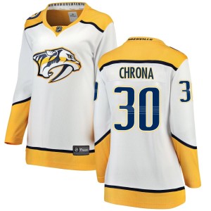 Nashville Predators Magnus Chrona Official White Fanatics Branded Breakaway Women's Away NHL Hockey Jersey