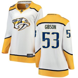 Nashville Predators Andrew Gibson Official White Fanatics Branded Breakaway Women's Away NHL Hockey Jersey