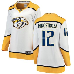 Nashville Predators Vinnie Hinostroza Official White Fanatics Branded Breakaway Women's Away NHL Hockey Jersey