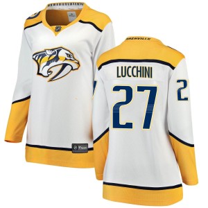 Nashville Predators Jacob Lucchini Official White Fanatics Branded Breakaway Women's Away NHL Hockey Jersey