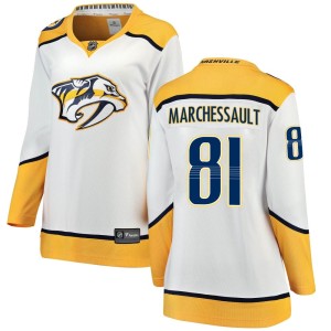 Nashville Predators Jonathan Marchessault Official White Fanatics Branded Breakaway Women's Away NHL Hockey Jersey