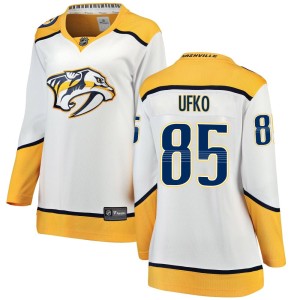 Nashville Predators Ryan Ufko Official White Fanatics Branded Breakaway Women's Away NHL Hockey Jersey