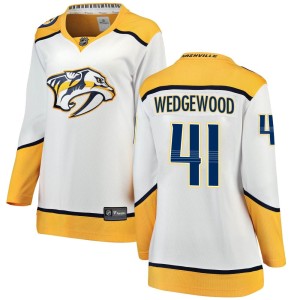 Nashville Predators Scott Wedgewood Official White Fanatics Branded Breakaway Women's Away NHL Hockey Jersey