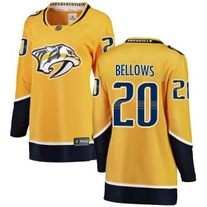 Nashville Predators Kieffer Bellows Official Yellow Fanatics Branded Breakaway Women's Home NHL Hockey Jersey