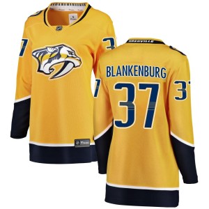 Nashville Predators Nick Blankenburg Official Yellow Fanatics Branded Breakaway Women's Home NHL Hockey Jersey