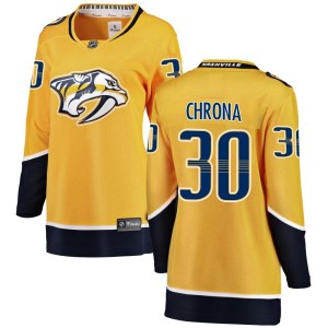 Nashville Predators Magnus Chrona Official Yellow Fanatics Branded Breakaway Women's Home NHL Hockey Jersey