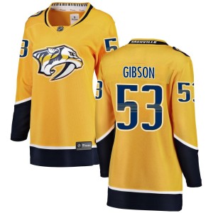 Nashville Predators Andrew Gibson Official Yellow Fanatics Branded Breakaway Women's Home NHL Hockey Jersey