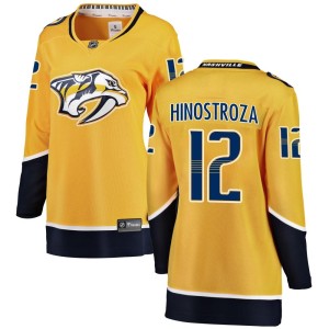 Nashville Predators Vinnie Hinostroza Official Yellow Fanatics Branded Breakaway Women's Home NHL Hockey Jersey