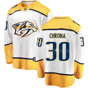 Nashville Predators Magnus Chrona Official White Fanatics Branded Breakaway Youth Away NHL Hockey Jersey