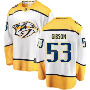 Nashville Predators Andrew Gibson Official White Fanatics Branded Breakaway Youth Away NHL Hockey Jersey