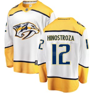 Nashville Predators Vinnie Hinostroza Official White Fanatics Branded Breakaway Youth Away NHL Hockey Jersey