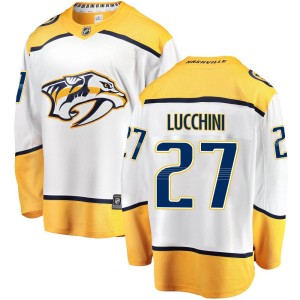 Nashville Predators Jacob Lucchini Official White Fanatics Branded Breakaway Youth Away NHL Hockey Jersey