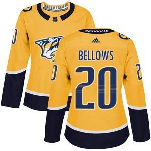 Nashville Predators Kieffer Bellows Official Gold Adidas Authentic Women's Home NHL Hockey Jersey