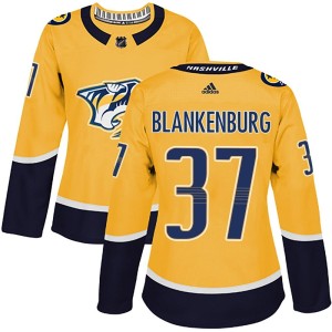 Nashville Predators Nick Blankenburg Official Gold Adidas Authentic Women's Home NHL Hockey Jersey