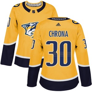 Nashville Predators Magnus Chrona Official Gold Adidas Authentic Women's Home NHL Hockey Jersey