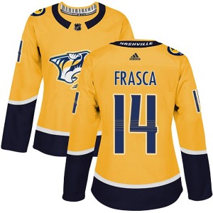 Nashville Predators Jordan Frasca Official Gold Adidas Authentic Women's Home NHL Hockey Jersey