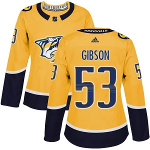 Nashville Predators Andrew Gibson Official Gold Adidas Authentic Women's Home NHL Hockey Jersey