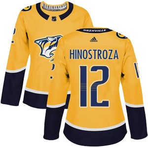 Nashville Predators Vinnie Hinostroza Official Gold Adidas Authentic Women's Home NHL Hockey Jersey