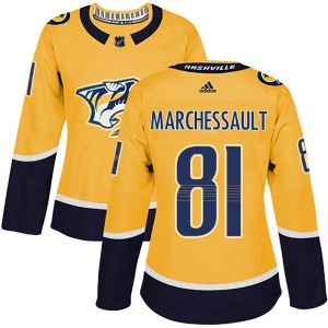 Nashville Predators Jonathan Marchessault Official Gold Adidas Authentic Women's Home NHL Hockey Jersey