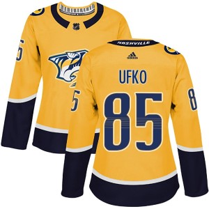 Nashville Predators Ryan Ufko Official Gold Adidas Authentic Women's Home NHL Hockey Jersey