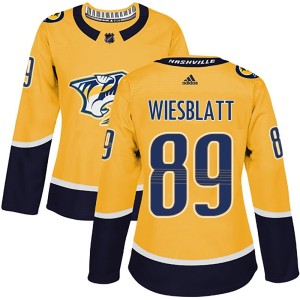 Nashville Predators Ozzy Wiesblatt Official Gold Adidas Authentic Women's Home NHL Hockey Jersey