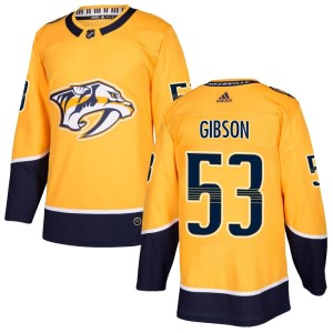 Nashville Predators Andrew Gibson Official Gold Adidas Authentic Youth Home NHL Hockey Jersey