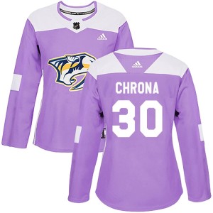 Nashville Predators Magnus Chrona Official Purple Adidas Authentic Women's Fights Cancer Practice NHL Hockey Jersey