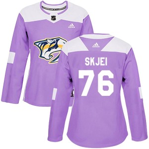 Nashville Predators Brady Skjei Official Purple Adidas Authentic Women's Fights Cancer Practice NHL Hockey Jersey