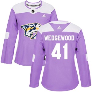 Nashville Predators Scott Wedgewood Official Purple Adidas Authentic Women's Fights Cancer Practice NHL Hockey Jersey