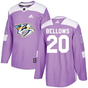 Nashville Predators Kieffer Bellows Official Purple Adidas Authentic Adult Fights Cancer Practice NHL Hockey Jersey