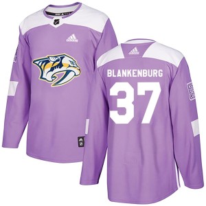 Nashville Predators Nick Blankenburg Official Purple Adidas Authentic Adult Fights Cancer Practice NHL Hockey Jersey