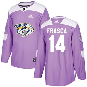 Nashville Predators Jordan Frasca Official Purple Adidas Authentic Adult Fights Cancer Practice NHL Hockey Jersey