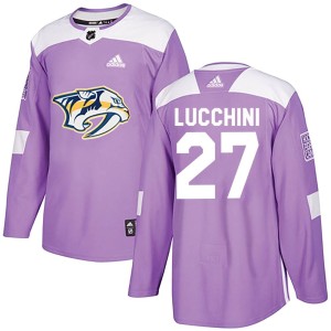 Nashville Predators Jacob Lucchini Official Purple Adidas Authentic Adult Fights Cancer Practice NHL Hockey Jersey