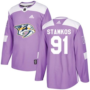 Nashville Predators Steven Stamkos Official Purple Adidas Authentic Adult Fights Cancer Practice NHL Hockey Jersey