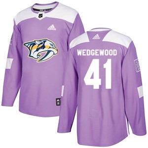 Nashville Predators Scott Wedgewood Official Purple Adidas Authentic Adult Fights Cancer Practice NHL Hockey Jersey