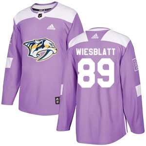 Nashville Predators Ozzy Wiesblatt Official Purple Adidas Authentic Adult Fights Cancer Practice NHL Hockey Jersey